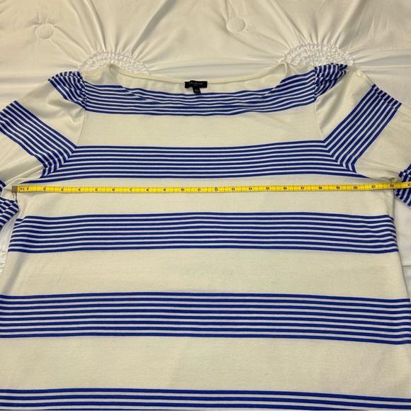 Talbots Plus Blue & White Stripe Balloon Sleeve Top Cotton Modal Spandex 1X - Picture 13 of 16